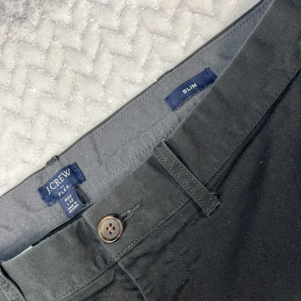 J. Crew Flex Slim Fit Chino Pants Mens 32x32 Green Stretch Casual Dress‎ Flat